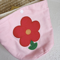 Sac fourre-tout en toile brodé fraise vintage mignon, mini sac seau décontracté ouvert pour enfants et femmes, sac à bandoulière croisé