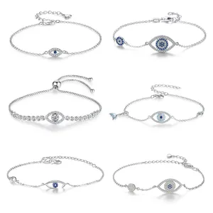 Venta caliente mal de ojo pulsera joyería fina pulseras brazaletes S925 plata esterlina joyería fina mal de ojo pulsera