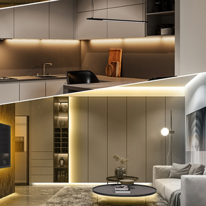 24V 240LED/m double bande LED flexible blanche 2700 à 6500K CCT bande LED pour armoire plafond décor à la maison - Product Image 2