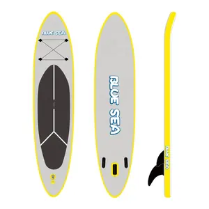 Placa isup inflável para pedal, pedal inflável antiderrapante de camada única, amarelo para surf