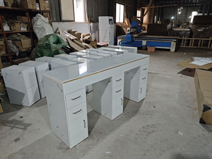Customized Luxury 2-Seat <strong>Nail</strong> <strong>Tech</strong> Table Modern Art <strong>Desk</strong> &amp; Metal Manicure Drawers Made of Wood with 8 Year Warranty - Product Image 2