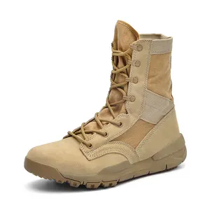 中国贴牌棕色男式战斗靴橡胶沙漠靴，夏季和冬季防滑Eva外底