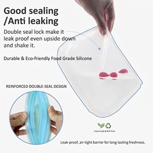 Sacchetto Richiudibile Premium in Silicone 100% per Alimenti, Riutilizzabile con Doppia Chiusura Ermetica, Ecologico, Mega <span class=keywords><strong>Aqua</strong></span> - Product Image 2