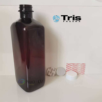 Bouteille en plastique carrée ambrée de 16 oz pour solution orale avec bouchon CRC pour Wockhardt Tris Quagen Akorn Nostrum PAI Qualitest TEVA