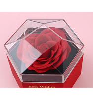 Nouvelle vente chaude papier gonflable hexagonal diamant Rose savon fleur anneau boucle d'oreille collier fleur boîte à bijoux