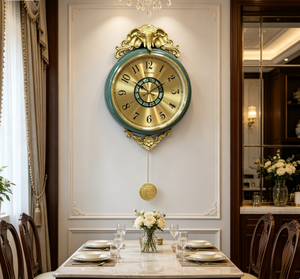Luxury Elephant Brass Pendulum <strong>Clock</strong> European Retro Green Silent <strong>Wall</strong> <strong>Clock</strong> <strong>Living</strong> <strong>Room</strong> Dining <strong>Room</strong> Decoration - Product Image 5