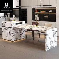 Table à manger rectangulaire de luxe légère en marbre haut de gamme, design artistique créatif pour villa et maison, table de cuisine télescopique en dalle de roche, bar à thé