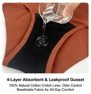 Culottes menstruelles réutilisables OEM en gros pour flux abondant, 4 couches absorbantes, anti-fuites, sans coutures, taille haute, pour femmes - Product Image 3