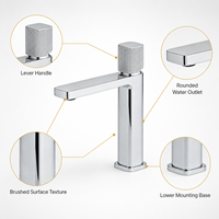 Mitigeur de lavabo carré moderne et contemporain, monocommande, en laiton, avec cartouche céramique, monotrou, garantie 5 ans, pour salle de bain d'hôtel, B2B