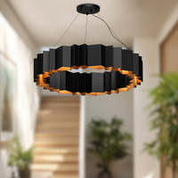 Lustre Moderne au Design Nordique 2026, Créatif et Luxueux, Rond Noir, pour Villa, Salon, Décoration Intérieure, Éclairage LED