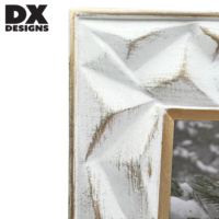 DX Designs - Marco de Fotos de Madera Tallada Blanca Envejecida de 4x6, 5x7, 8x10 Pulgadas, con Borde Dorado, Marco de Fotos Decorativo Vintage para Mesa