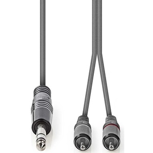 Câble audio stéréo 6,35 mm vers 2 RCA, 1,5 m, gris, pour connexion d'équipement audio - Product Image 3