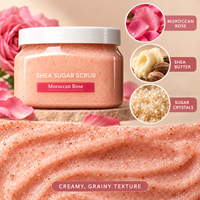 Collection de gommages exfoliants au sucre 300g avec pastèque, pêche, rose, ananas, noix de coco pour une peau plus lisse et éclatante, marque privée