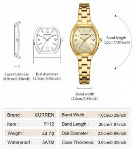 CURREN 9112, relojes de pulsera de cuarzo para <span class=keywords><strong>mujer</strong></span>, relojes de acero inoxidable a la moda para <span class=keywords><strong>mujer</strong></span>, reloj de regalo Tonneau elegante Original - Product Image 6