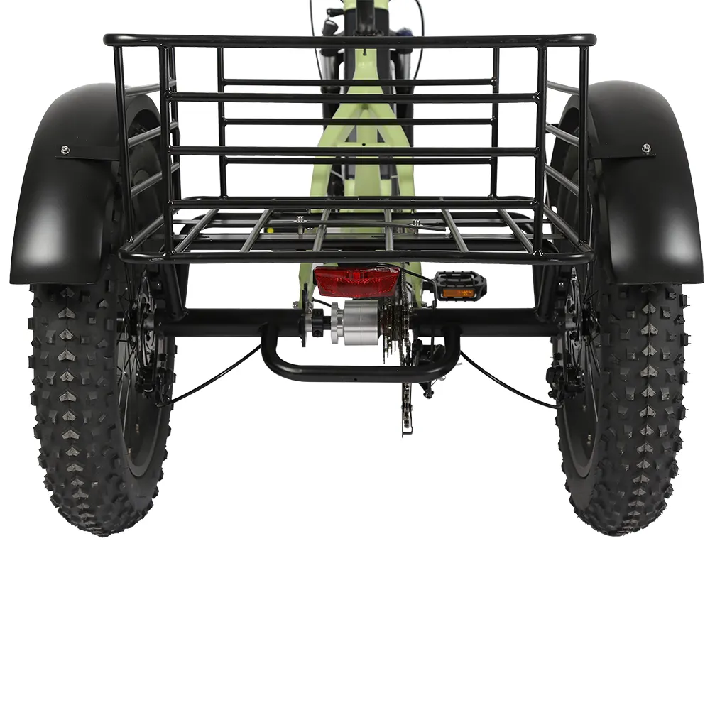 Tricycle électrique gros pneu trois roues pliant électrique Trike alimenté par batterie au lithium adulte de haute qualité 20 pouces Cargo 500W 48V