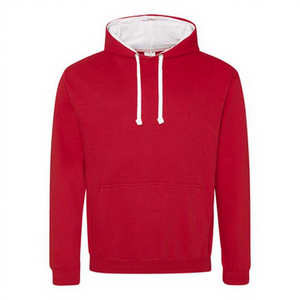 Men's Red Hooded Sweatshirt Solid Color Casual Long Sleeve Pocket Design 100% Cotton French Terry Regular Fit Autumn Wear - Product Image 4