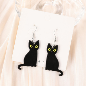 1Pair Fashion Halloween Creative Acrylic Skull <strong>Black</strong> Cat <strong>Dangle</strong> <strong>Earrings</strong> for Women Birthday Festival Gift Lovely Jewelry - Product Image 3