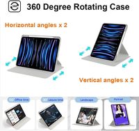 Étui intelligent pour tablette avec coque arrière transparente et support rotatif à 360 degrés pour iPad A16 11 pouces 2025 et iPad 10e génération 10,9 pouces