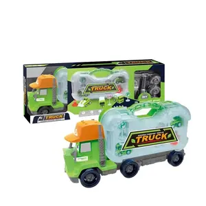 Wadah mainan truk, paduan mainan 4in1 cerdas Diy wadah kendaraan truk untuk anak-anak mainan truk kontainer