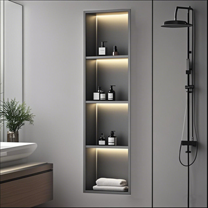 Niches de douche encastrées en acier inoxydable SS304 imperméable de haute qualité, <span class=keywords><strong>niche</strong></span> de salle de bain avec éclairage, <span class=keywords><strong>niche</strong></span> carrelée noire 300x600mm - Product Image 1
