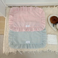 Napperon en dentelle rayée moderne de style français bleu ciel Ins-Style serviette en tissu à volants frais décoration de table cache-poussière