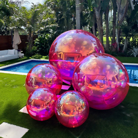 Grande boule miroir de Noël gonflable, ballon métallique brillant en PVC, sphère flottante géante, décoration d'événement de fête, vente en gros personnalisée
