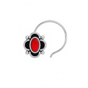 Indian Mores 925 Sterling <b>Silver</b> Oval Cup Set <b>Nose</b> Pin Stud Fine Handcrafted Bohemian Jewelry for Women Girls - Product Image 1