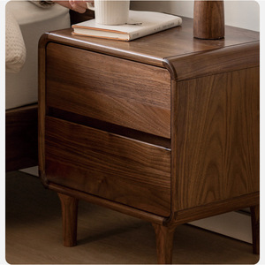 Solid Wood Nightstand <b>Black</b> Walnut 450x350x470mm Storage Bedroom Furniture - Product Image 4