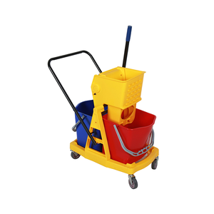 Newmade Plastic Floor <b>Cleaning</b> <b>Mop</b> Squeeze Wringer Side Press Double Wringer 4-Wheel Trolley with Metal Pusher - Product Image 3