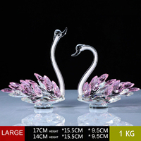 Élégante statue de couple de cygnes en cristal transparent pour salon, presse-papiers en cristal gravé fait main, objet de collection