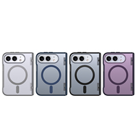 Étui intégral antichute pour Surface Duo avec protection de caméra à bords surélevés, anneau magnétique, transparent givré, pliable pour iPhone Duo Fold