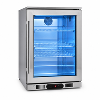 Réfrigérateur à boissons en acier inoxydable 128L avec porte en verre, serrure et éclairage LED pour bar extérieur