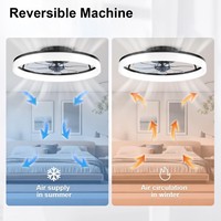 Ventilateur de plafond suspendu minimaliste de style moderne avec 3 pales en ABS de 50 cm, télécommande LED, ventilateur de plafond rétractable invisible avec éclairage