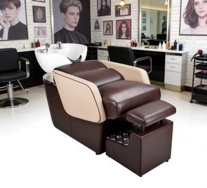Z Factory Wholesale Ergonomic Design Salon Shampoo Station, Salon Hair Wash Chairs, PU Leather Shampoo Bed With Ceramic Bowl - Product Image 3