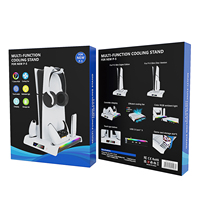 Base de refroidissement avec éclairage RGB, ventilateur de refroidissement filaire en plastique et support de charge pour manette pour Slim Pro