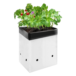 Sac de culture rectangulaire en plastique robuste de 1, 2, 3, 5, 7, 10 gallons, ouvert en haut, noir/blanc, perforé et respirant pour jardin de tomates - Product Image 1