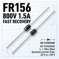 Diode à récupération rapide FR156 conforme RoHS, 800V/1.5A, boîtier DO-15, vente en gros usine