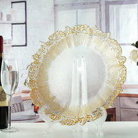 Assiettes de présentation décoratives de mariage en gros, style nordique, 13 pouces, en verre, bords irréguliers or, argent, or rose, pour événements