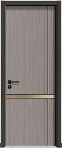 Puerta <span class=keywords><strong>de</strong></span> WPC Laminada con Película <span class=keywords><strong>de</strong></span> PVC con Franja <span class=keywords><strong>de</strong></span> Acero Inoxidable, Decoración <span class=keywords><strong>de</strong></span> Línea Negra, <span class=keywords><strong>Color</strong></span> Personalizado, Puerta Interior Impermeable para Villa - Product Image 4