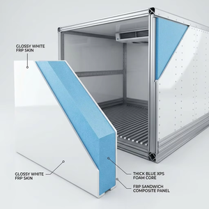 Panneau sandwich FRP PU à haute isolation thermique 30 mm 50 mm, <span class=keywords><strong>plaque</strong></span> composite GRP pour remorque frigorifique et entrepôt frigorifique modulaire - Product Image 1