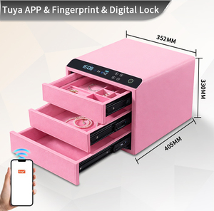 CEQSAFE Coffre-fort intelligent en cuir de haute qualité à 3 couches, antivol, avec entrée par empreinte digitale pour la maison, le rangement de bijoux et de vêtements - Product Image 4
