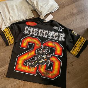 Usine personnalisée hommes Vintage coton lourd surdimensionné graphique t-shirt lavage à l'acide Streetwear 100% coton imprimé motif tricoté - Product Image 2