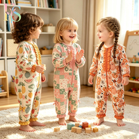 Combinaison à volants pour nouveau-né fille, fermeture éclair sur le devant, imprimé floral, manches longues, pyjama une pièce pour bébé