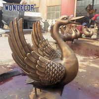 Wondecor Vente Chaude Statue de Cygne en Bronze Moderne en Métal de Taille Naturelle pour l'Extérieur