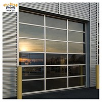 Portes de garage sectionnelles en aluminium 16x7 résidentielles transparentes en verre miroir noir à ouverture électrique étanche