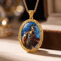 Pendentif Ares, dieu de la mythologie grecque, peint à la main, symbole du courage et de la force, amulette, bijoux personnalisés avec pierres précieuses