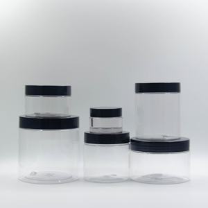100 मिलीलीटर 120 एमएल 200 मिलीलीटर 250 500 मिलीलीटर 1000 स्पष्ट प्लास्टिक कॉस्मेटिक कैंडी कंटेनर क्रीम के साथ काले चिकनी ढक्कन के साथ - Product Image 1