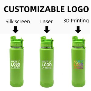 Custom logo 1L Leak-Proof Stainless Steel Sport Travel School 32oz 1000ml Insulated Water Bottle <b>with</b> 2-in-1 <b>Straw</b> and Spout Lid - Product Image 6