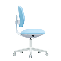 Chaise de laboratoire moderne en PU bleue, facile à nettoyer, réglable en hauteur, pivotante, avec mécanisme d'inclinaison pour hôpital, maison, bureau, atelier