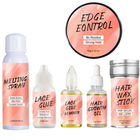 Private Label Extrême Tenue Perruque en Dentelle Sans Colle Fonte Spray et Enlever le Kit d'Adhésif pour Perruque
